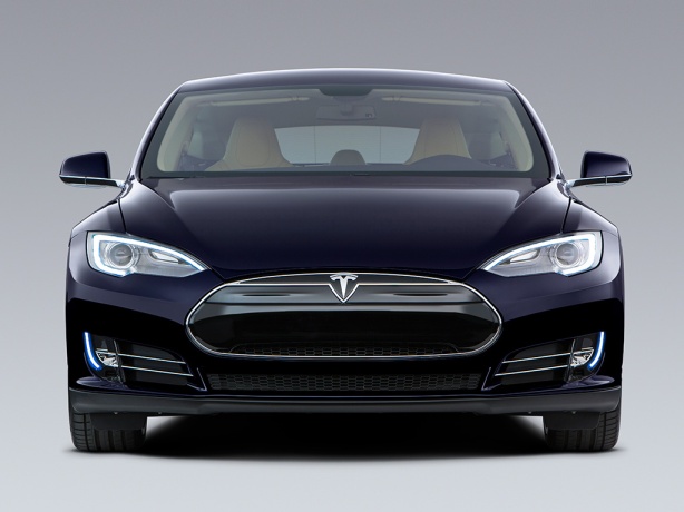 The 2013 Tesla Model S in Blue. Tesla likes to keep the color names simple: Black, White, Silver, Green, Blue, Grey and Brown.